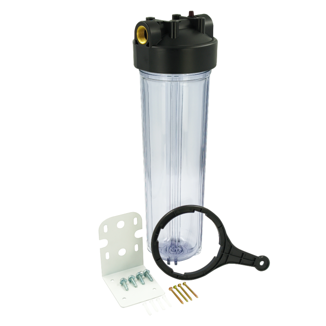 Корпус магистрального фильтра 20ВВ 1", прозрачный, ФИЛЬТРОБАЗА Корпус магистрального фильтра 20ВВ 1", прозрачный, ФИЛЬТРОБАЗА