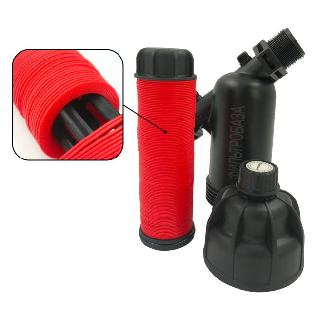 Комплект поставки дискового фильтра для воды 1", 130 мкм, ФИЛЬТРОБАЗА